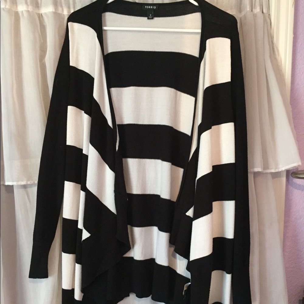 Striped drape cardigan